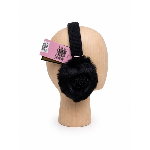 Juicy Couture Vintage Y2K Rabbit Fur Wool Earmuffs Black New With Tags